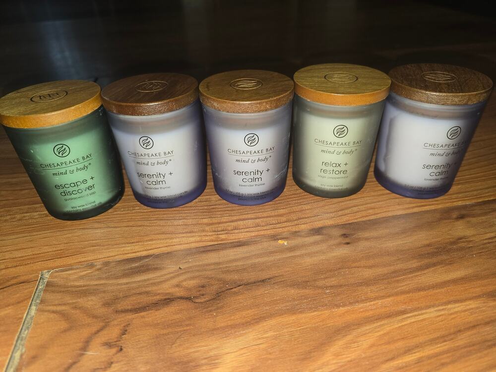5 Chesapeake Bay Candle bundle mixed SERENITY + CALM Lavender Thyme 8.8oz & 3.7z
